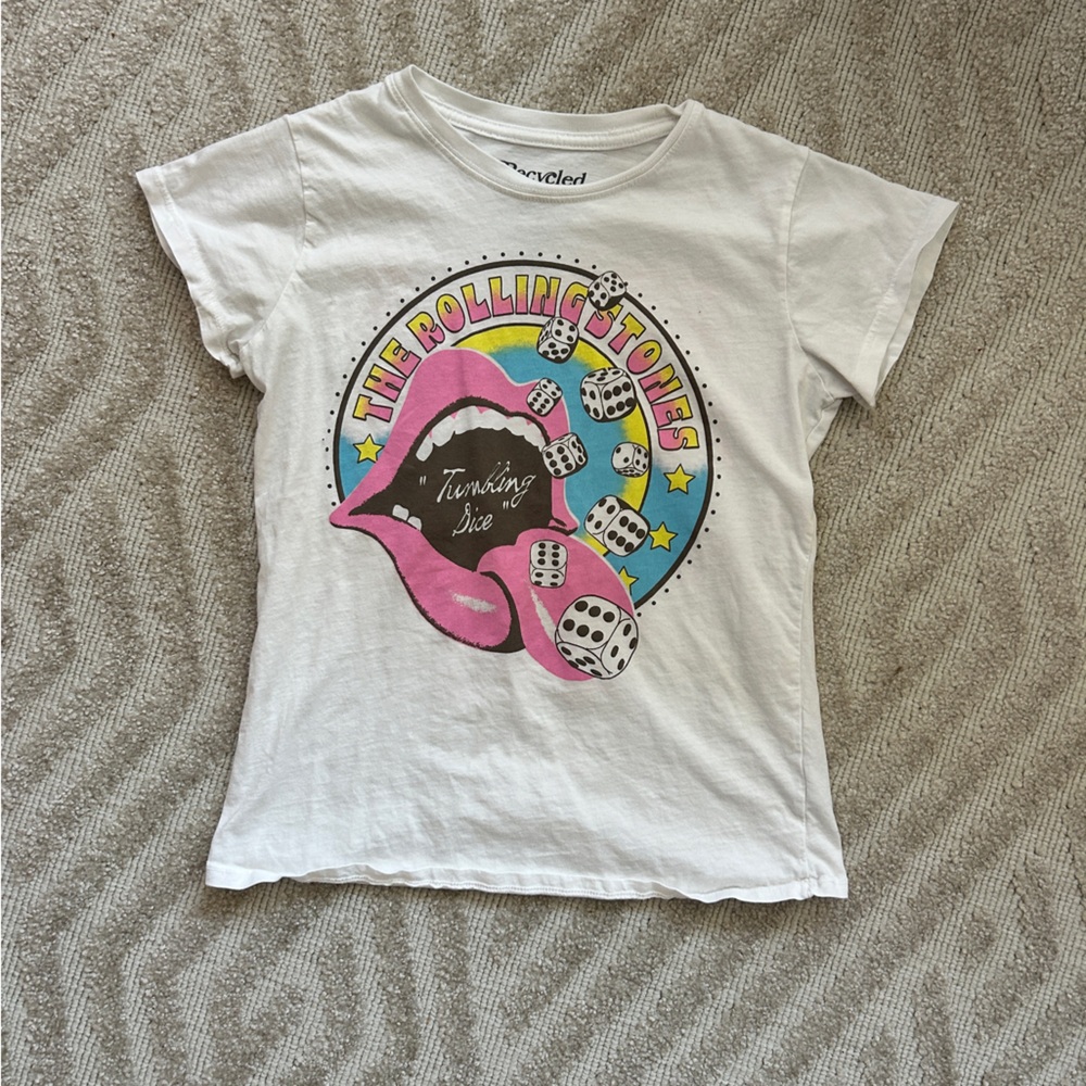Recycled Karma White Kids Rolling Stones Pink Tongue Graphic Tee
